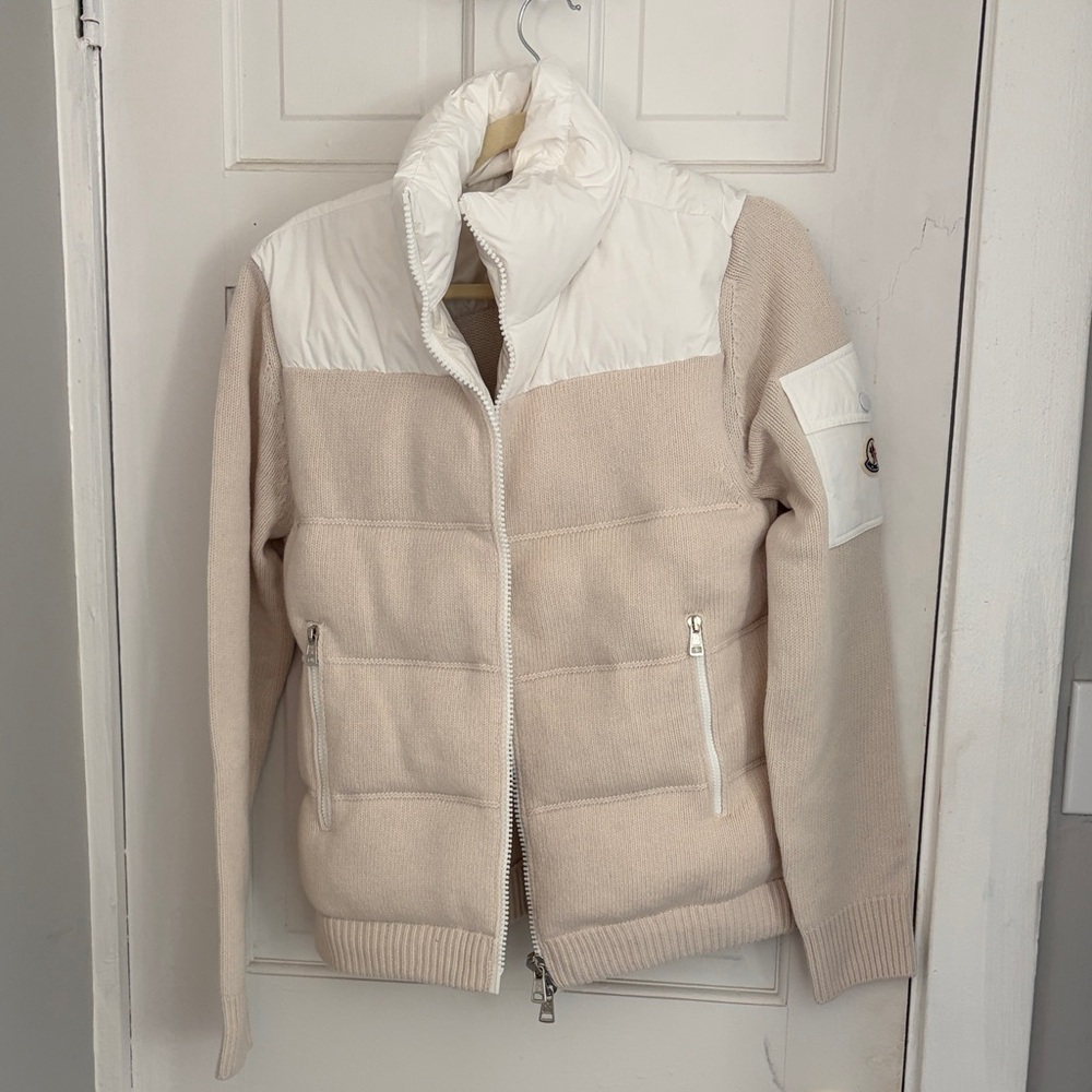 Moncler Beige and White Puffer Jacket